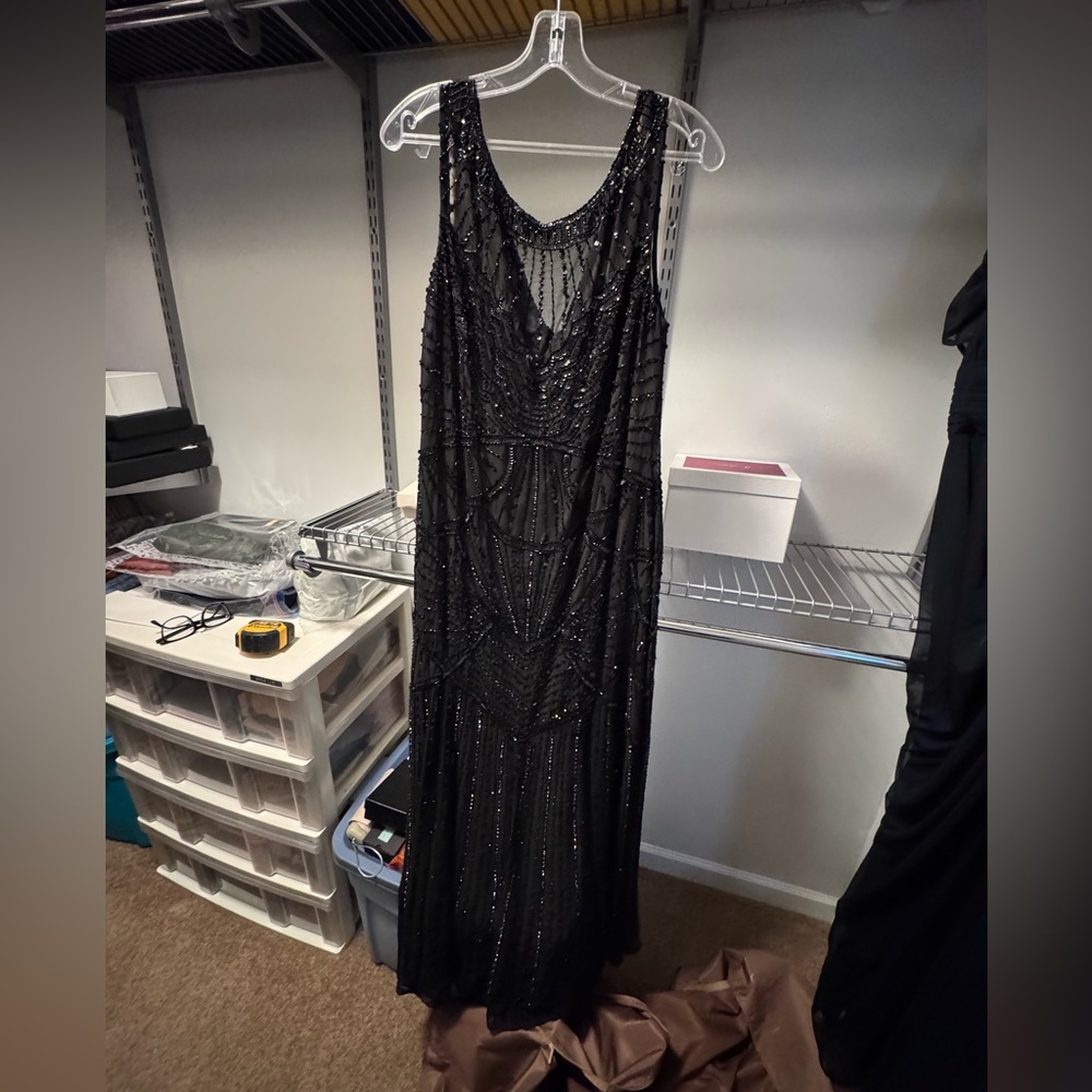 JS Collections Black Beaded Maxi Dress